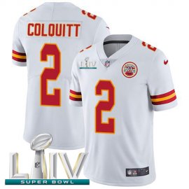 Nike Kansas City Chiefs #2 Dustin Colquitt White Super Bowl LIV 2020 Youth Stitched NFL Vapor Untouchable Limited Jersey