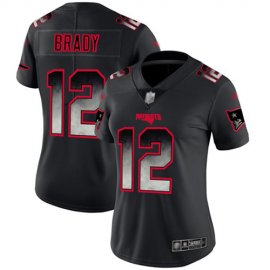 Nike New England Patriots #12 Tom Brady Black Womens Stitched NFL Vapor Untouchable Limited Smoke Fashion Jersey