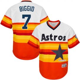 Houston Astros #7 Craig Biggio White/Orange Cooperstown Stitched Youth MLB Jersey