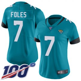 Nike Jacksonville Jaguars #7 Nick Foles Teal Green Alternate Womens Stitched NFL 100th Season Vapor Limited Jersey