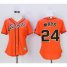 San Francisco Giants #24 Willie Mays Orange Womens Alternate Stitched MLB Jersey