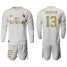 Real Madrid #13 Courtois White Home Long Sleeves Soccer Club Jersey