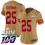 Nike San Francisco 49ers #25 Richard Sherman Gold Super Bowl LIV 2020 Womens Stitched NFL Limited Inverted Legend 100th Season Jersey