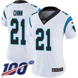 Nike Carolina Panthers #21 Jeremy Chinn White Womens Stitched NFL 100th Season Vapor Untouchable Limited Jersey