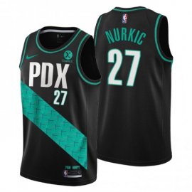 Nike Portland Trail Blazers #27 Jusuf Nurkic Mens 2022-23 City Edition NBA Jersey – Cherry Blossom Black Mens