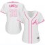 Atlanta Braves #32 Cole Hamels White/Pink Fashion Womens Stitched MLB Jersey