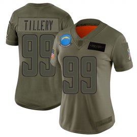 Nike Los Angeles Chargers #99 Jerry Tillery Camo Womens Stitched NFL Limited 2019 Salute to Service Jersey