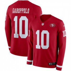 Mens San Francisco 49ers #10 Jimmy Garoppolo Red Team Color Mens Stitched NFL Limited Therma Long Sleeve Jersey