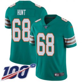 Nike Miami Dolphins #68 Robert Hunt Aqua Green Alternate Mens Stitched NFL 100th Season Vapor Untouchable Limited Jersey