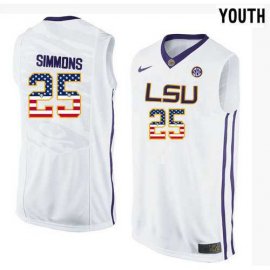 LSU Tigers #25 Ben Simmons White Youth College Basketball Jersey