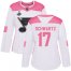 Adidas St. Louis Blues #17 Jaden Schwartz White/Pink Authentic Fashion Stanley Cup Champions Womens Stitched NHL Jersey