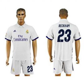 Real Madrid #23 Beckham White Home Soccer Club Jersey