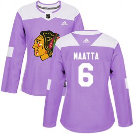Adidas Chicago Blackhawks #6 Olli Maatta Purple Authentic Fights Cancer Womens Stitched NHL Jersey