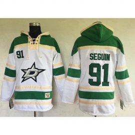 Dallas Stars #91 Tyler Seguin White Sawyer Hooded Sweatshirt Stitched NHL Jersey