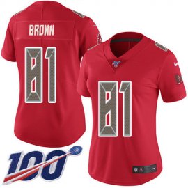 Nike Tampa Bay Buccaneers #81 Antonio Brown Red Womens Stitched NFL Limited Rush 100th Season Jersey