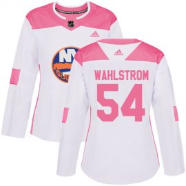 Adidas New York Islanders #54 Oliver Wahlstrom White/Pink Authentic Fashion Womens Stitched NHL Jersey