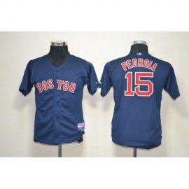 Boston Red Sox #15 Dustin Pedroia Dark Blue Cool Base Stitched Youth MLB Jersey