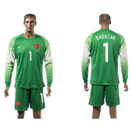 Turkey #1 Babacan Green Goalkeeper Long Sleeves Soccer Country Jersey