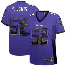 Nike Baltimore Ravens #52 Ray Lewis Purple Team Color Womens Stitched NFL Elite Drift Fashion Jersey