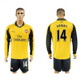 Arsenal #14 Henry Away Long Sleeves Soccer Club Jersey