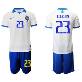 Brazil #23 Ederson White Soccer Country Jersey