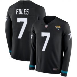 Nike Jacksonville Jaguars #7 Nick Foles Black Team Color Mens Stitched NFL Limited Therma Long Sleeve Jersey
