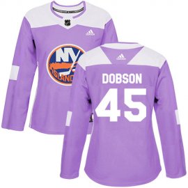 Adidas New York Islanders #45 Noah Dobson Purple Authentic Fights Cancer Womens Stitched NHL Jersey