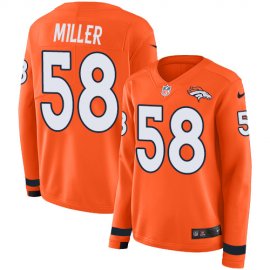 Nike Denver Broncos #58 Von Miller Orange Team Color Womens Stitched NFL Limited Therma Long Sleeve Jersey