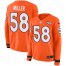Nike Denver Broncos #58 Von Miller Orange Team Color Womens Stitched NFL Limited Therma Long Sleeve Jersey