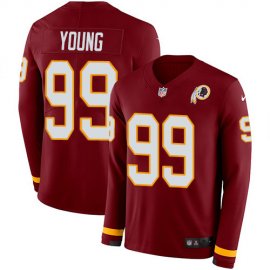 Nike Washington Football Team #99 Chase Young Burgundy Red Team Color Mens Stitched NFL Limited Therma Long Sleeve Jersey