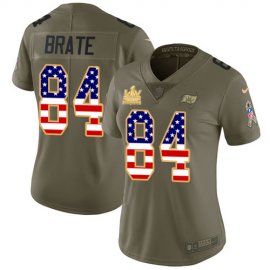 Nike Tampa Bay Buccaneers #84 Cameron Brate Olive/USA Flag Womens Super Bowl LV Champions Patch Stitched NFL Limited 2017 Salute To Service Jersey