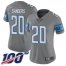 Nike Detroit Lions #20 Barry Sanders Gray Womens Stitched NFL Limited Rush 100th Season Jersey