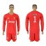 Juventus #1 Buffon Red Goalkeeper Long Sleeves Soccer Club Jersey