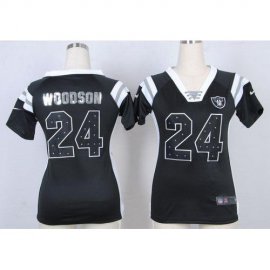 Nike Las Vegas Raiders #24 Charles Woodson Black Team Color Womens Stitched NFL Elite Draft Him Shimmer Jersey