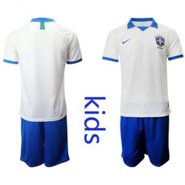 Brazil Blank White Kid Soccer Country Jersey