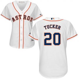 Houston Astros #20 Preston Tucker White Home Womens Stitched MLB Jersey