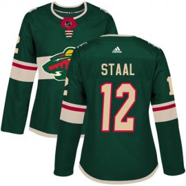 Adidas Minnesota Wild #12 Eric Staal Green Home Authentic Womens Stitched NHL Jersey