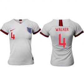 Womens England #4 Walker Home Soccer Country Jersey