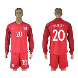 England #20 Barkley Away Long Sleeves Soccer Country Jersey