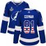 Adidas Tampa Bay Lightning #81 Erik Cernak Blue Home Authentic USA Flag Womens 2020 Stanley Cup Champions Stitched NHL Jersey