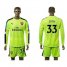 Arsenal #33 Cech Shiny Green Goalkeeper Long Sleeves Soccer Club Jersey