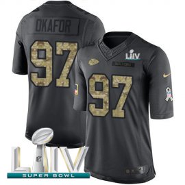 Nike Kansas City Chiefs #97 Alex Okafor Black Super Bowl LIV 2020 Mens Stitched NFL Limited 2016 Salute to Service Jersey