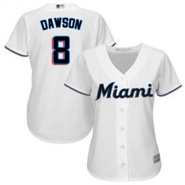 Miami Marlins #8 Andre Dawson White Home Womens Stitched MLB Jersey