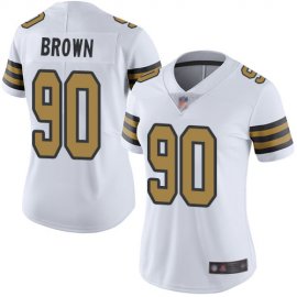 Nike New Orleans Saints #90 Malcom Brown White Womens Stitched NFL Limited Rush Jersey