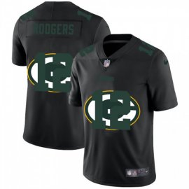 Green Bay Packers #12 Aaron Rodgers Mens Nike Team Logo Dual Overlap Limited NFL Jersey Black