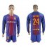 Barcelona #24 Mathieu Home Long Sleeves Soccer Club Jersey