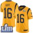 Nike Los Angeles Rams #16 Jared Goff Gold Super Bowl LIII Bound Mens Stitched NFL Limited Rush Jersey