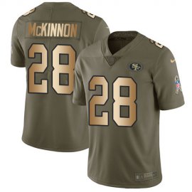 Nike San Francisco 49ers #28 Jerick McKinnon Olive/Gold Mens Stitched NFL Limited 2017 Salute To Service Jersey