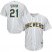 Milwaukee Brewers #21 Travis Shaw White Strip Cool Base Stitched Youth MLB Jersey