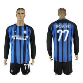 Inter Milan #77 Brozovic Home Long Sleeves Soccer Club Jersey